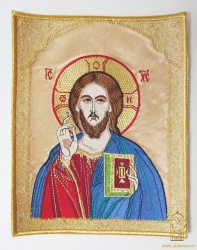 Икона Спас Вседержитель, 24 х 18,5 см, вышитая