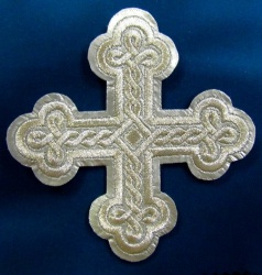 Крест 2 ОКРУГЛАЯ ПЛЕТЕНКА, лаке с серебром, 10-12 см