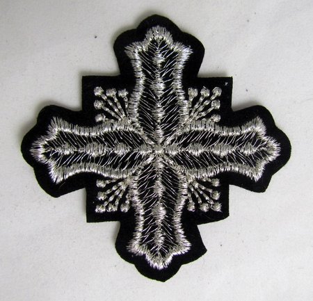 Крест 4 БОЧКА, черный с серебром,6-7 см