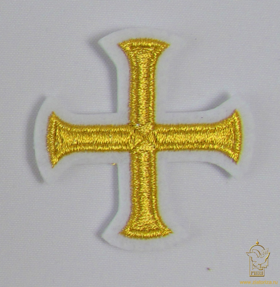 Крест 4 БУЛАТ белый с золотом, 6 см, ВИО