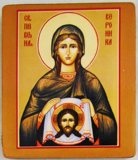 Икона Вероника святая праведная, прямая печать на деревянной доске, 9х10,5 см