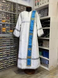 Орарь голубой с золотом, шелк, без поручей Орарь голубой с золотом, шелк, без поручей