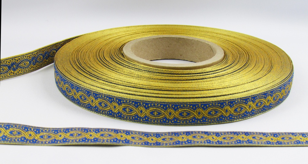 Галун КОСТРОМА, синий с золотом, шир. 1,8 см, РА