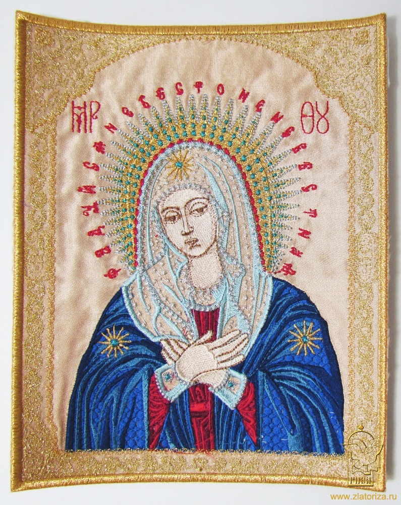 Икона Богородицы УМИЛЕНИЕ, 24 х 18,5 см, вышитая