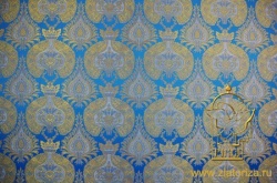 Парча КУПОЛА, голубая с золотом, шир. 150 см, Рахманово
