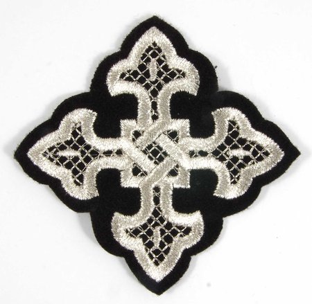 Крест 3 ВЯЗАНЫЙ, черный с серебром,8-9 см