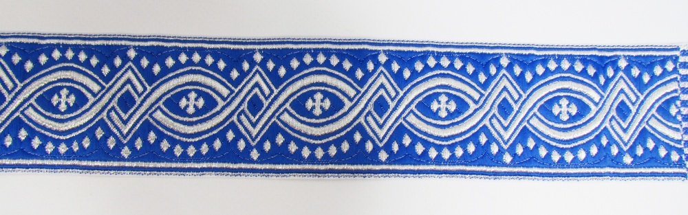 Галун КОСТРОМА, синий с серебром, шир. 5 см, РА