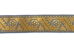 Галун ДУБОК, голубой с золотом, шир. 4 см, ФР