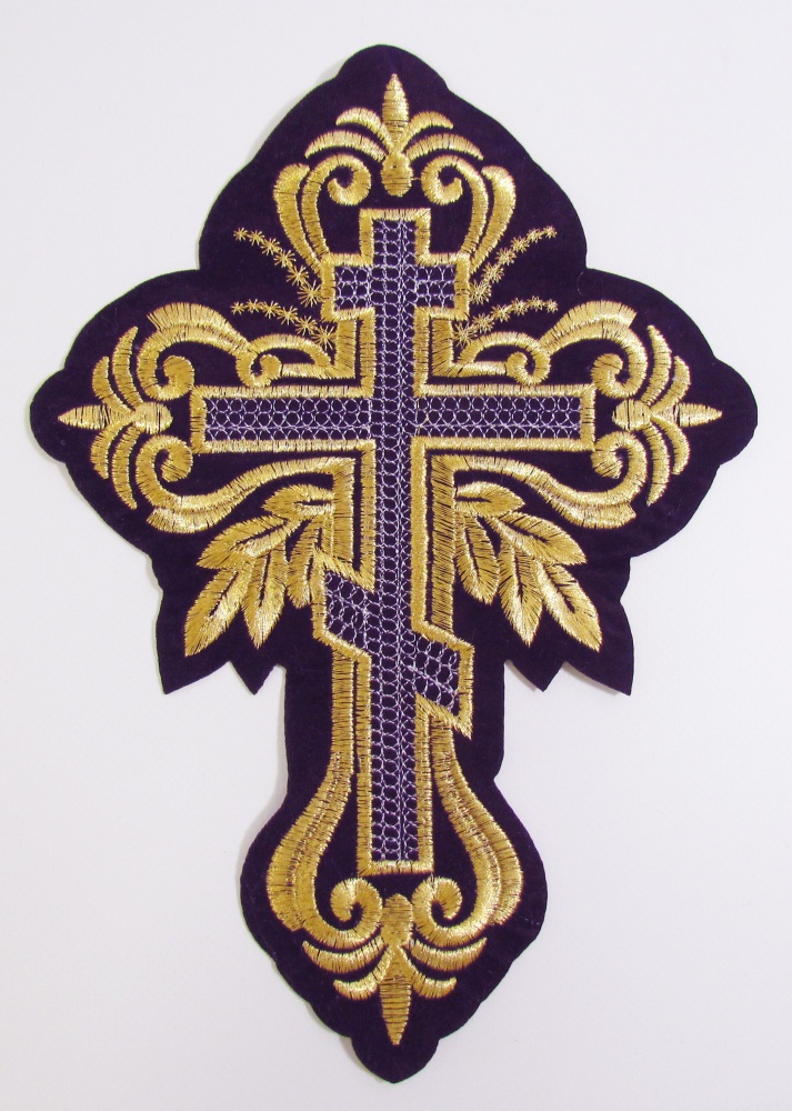 Крест ЗВЕЗДОЧКА восьмиконечный, фиолетовый с золотом, высота 27 см