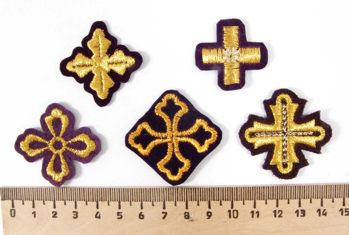 Крест 5, фиолетовый с золотом,4-5 см