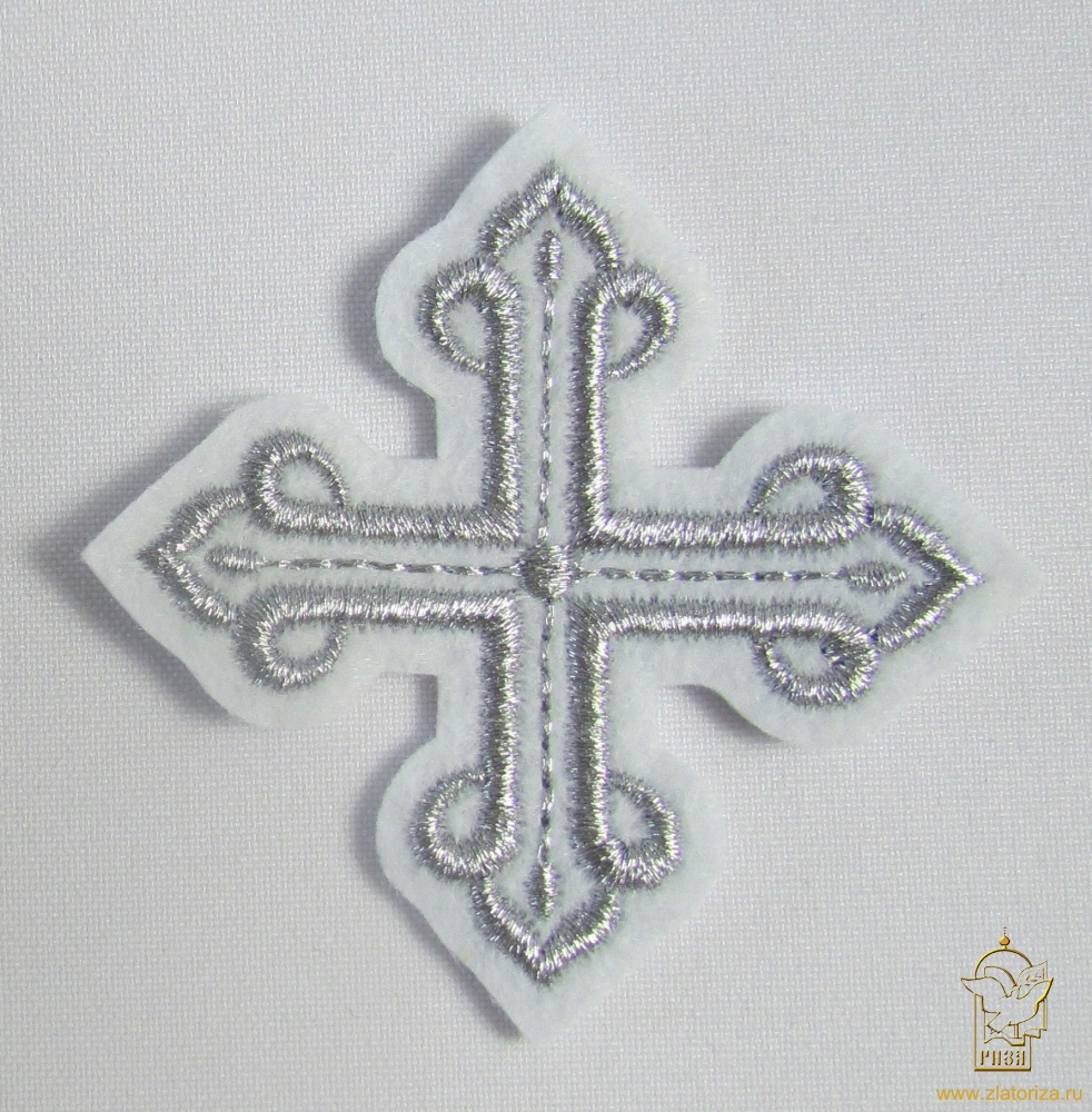 Крест 4 КАНОН белый с темным серебром, 6-7 см