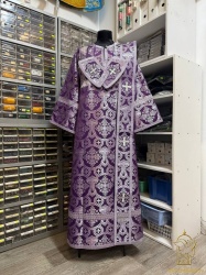 Диаконский стихарь, шелк, фиолетовый с серебром.