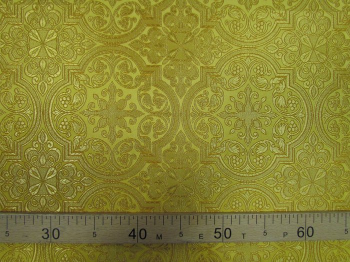 Парча ШУЙСКАЯ, желтая с золотом, шир. 150 см, Рахманово