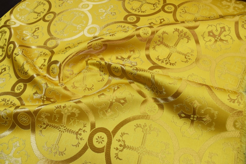 Шелк НИКА, желтый с золотом, шир. 160 см