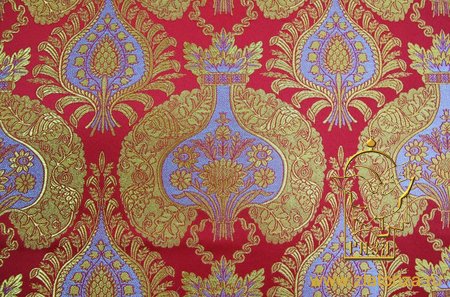 Парча КУПОЛА, красная с золотом, шир. 150 см, Рахманово