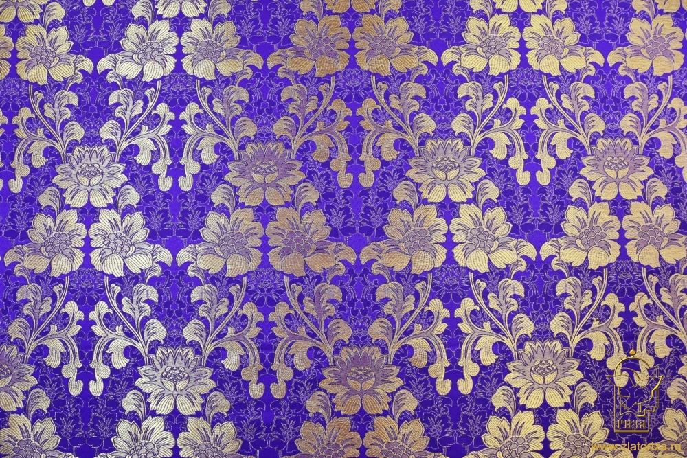 Парча САМОЦВЕТЫ, фиолетовая с золотом, шир. 150 см, Рахманово