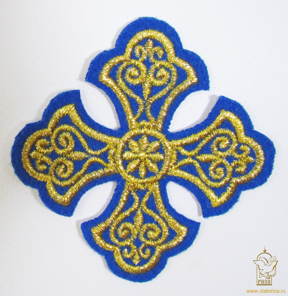 Крест 3 УЗОРНЫЙ синий золото,8-9 см