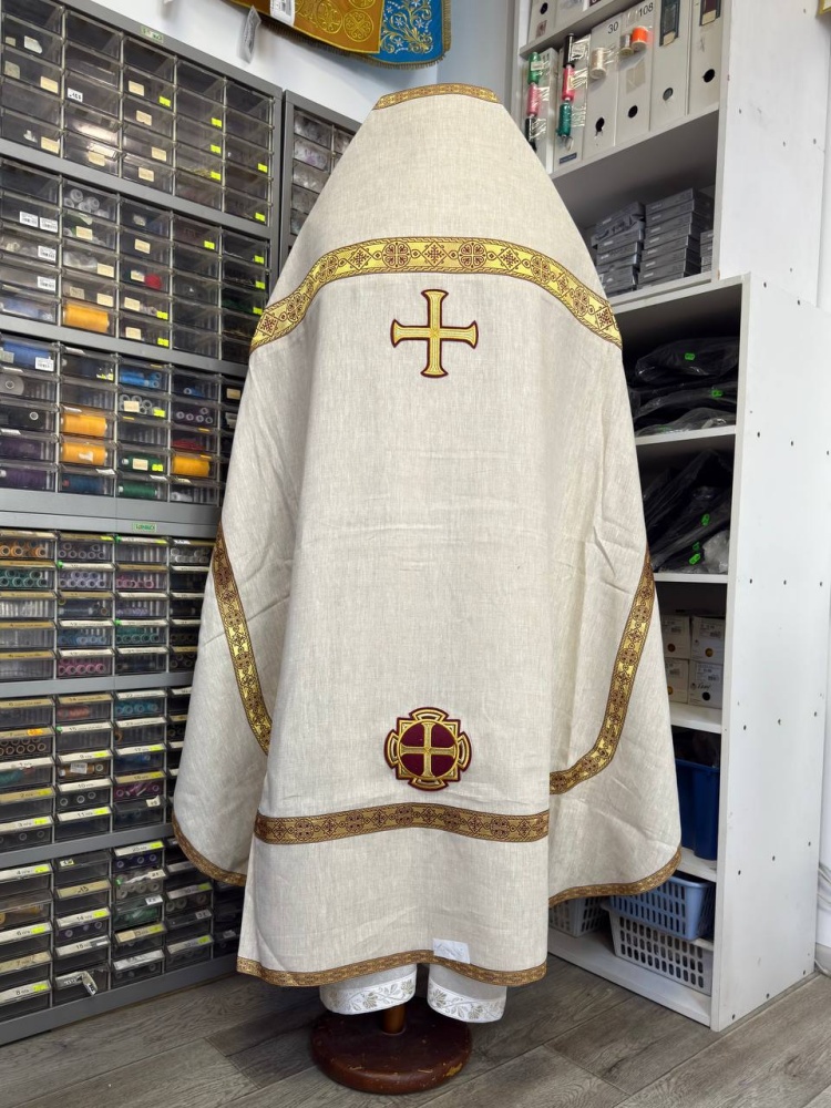 Облачение иерейское РУССКОЕ, лен, бордо с золотом.