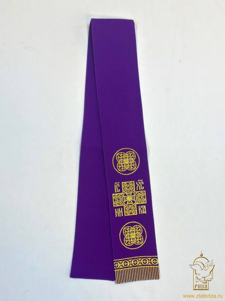 Закладка вышитая, фиолет с золотом, шир. 10 см
