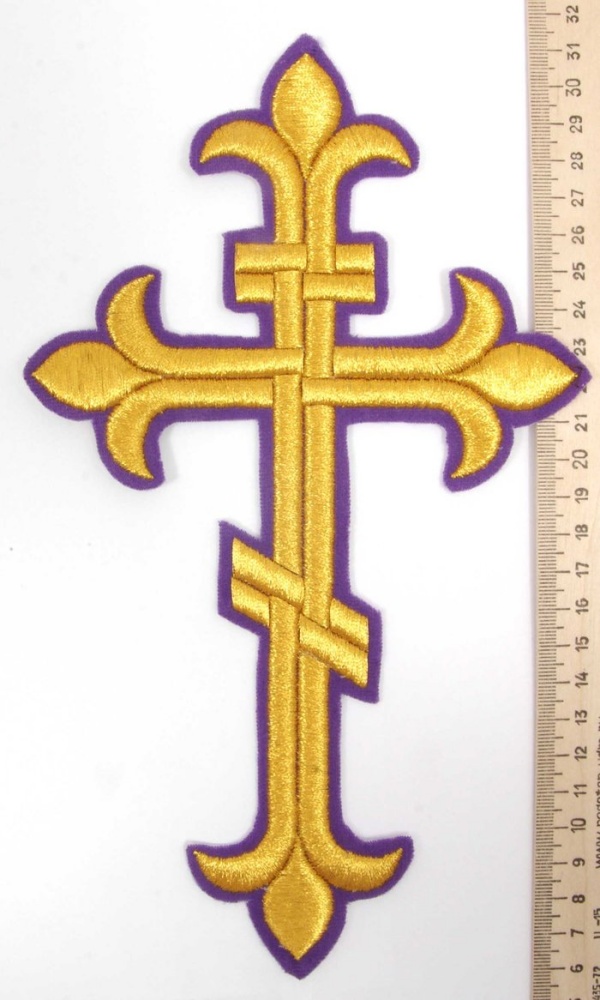 Крест Аналойный восьмиконечный, фиолетовый с золотом, высота 25 см