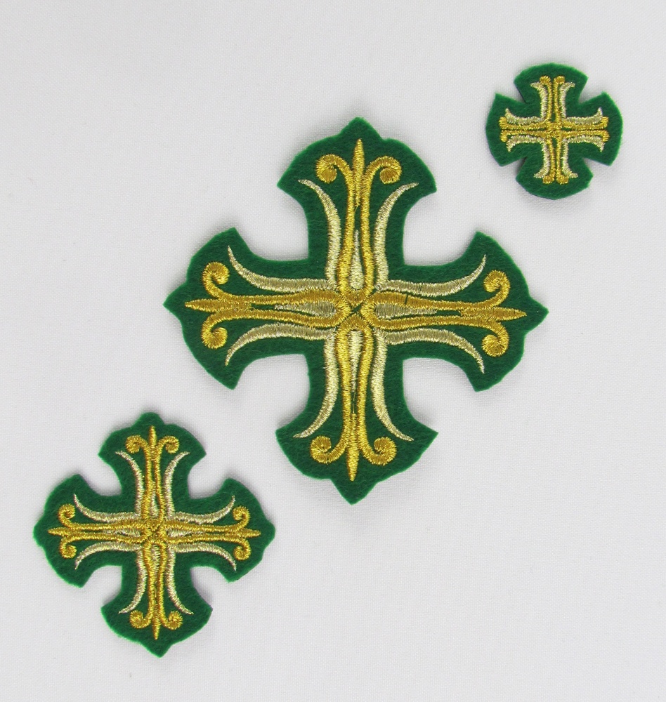 Набор крестов, иерейский, СОФИЯ, зеленый с золотом, 14 шт