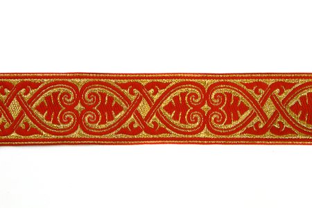 Галун АФИНЫ, красный с золотом, шир. 4 см, ФР, сердечко золото