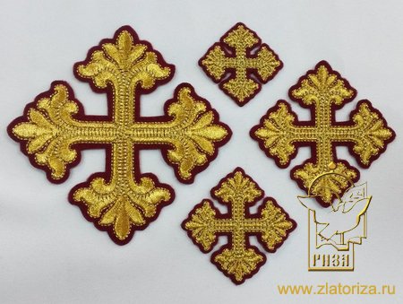 Набор крестов, иерейский, ВИФЛЕЕМ, бордо с золотом, 14 шт, арт. 22784
