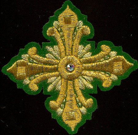 Крест 4 ВАНИН, зеленый с золотом,6-7 см