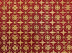 Шелк СВЕТЛАНА, красный с бордо окантовкой с золотом, шир. 150 см, Рахманово