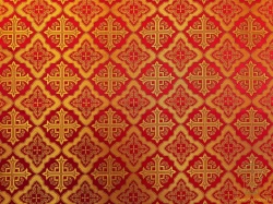 Парча ЛАДОГА, красная с бордо окантовкой, с золотом, шир. 150 см, Рахманово