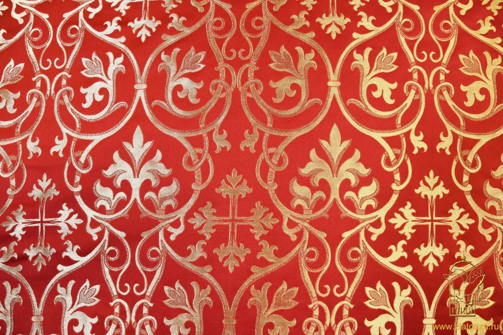 Парча СВЯТОГОРСКАЯ, красная с золотом, шир. 165 см