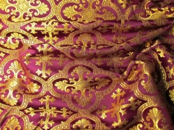 Шелк ЕКАТЕРИНА, бордо с золотом, шир. 150 см, Рахманово