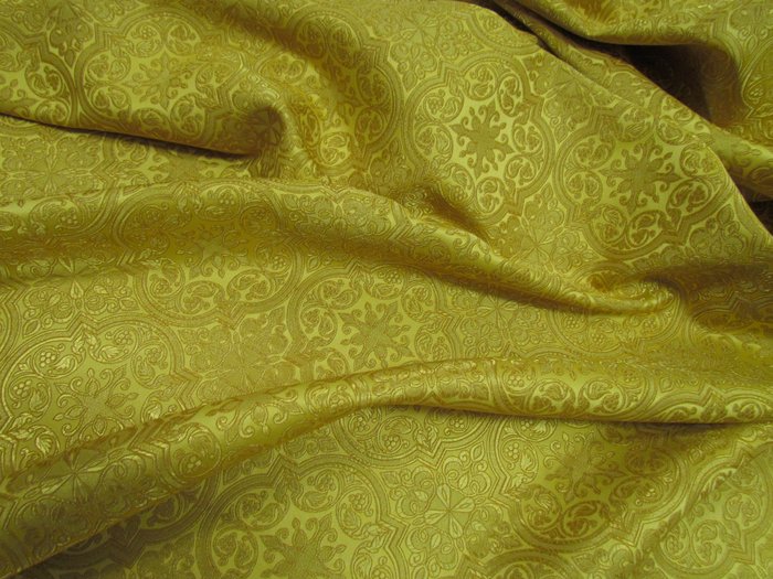 Парча ШУЙСКАЯ, желтая с золотом, шир. 150 см, Рахманово