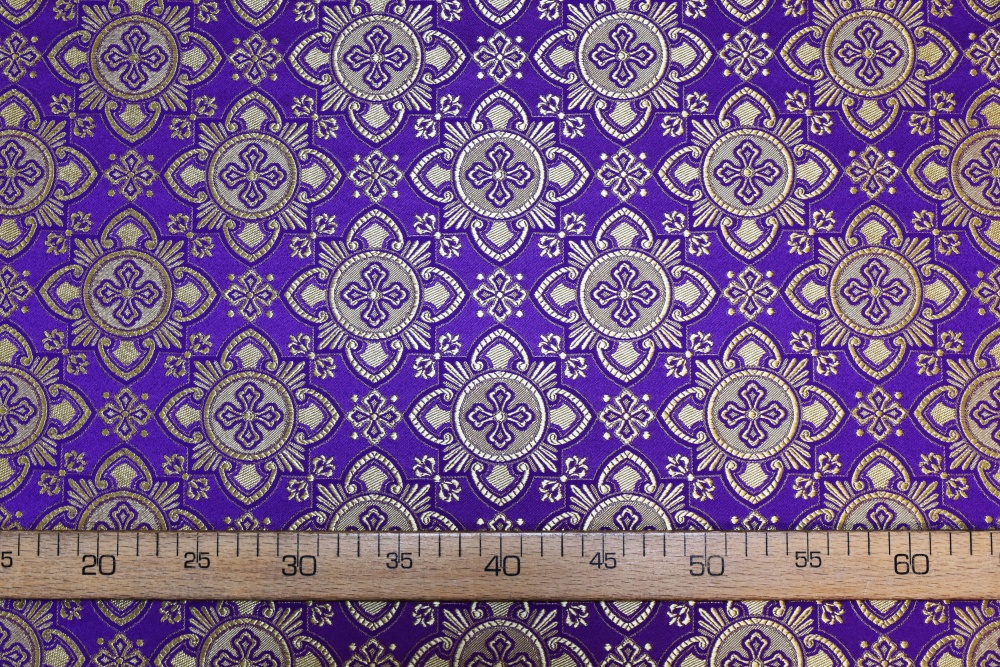 Шелк ПП ТВЕРСКОЙ, фиолетовый с золотом, шир. 150 см