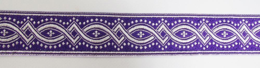 Галун КОСТРОМА, фиолетовый с серебром, шир. 4 см, РА