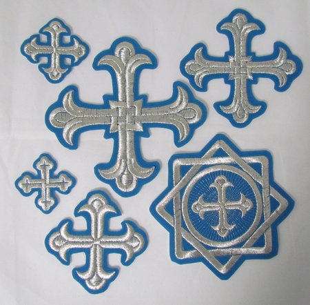 Набор крестов, иерейский, ЛУКОШКО, голубой с серебром, 14 шт