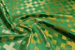 Шелк НОВГОРОДСКИЙ КРЕСТ, зеленый с золотом, шир. 160 см Шелк НОВГОРОДСКИЙ КРЕСТ, зеленый с золотом, шир. 160 см