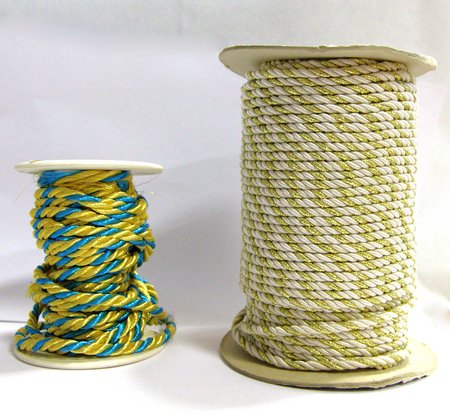 Шнур витой, шир. 4-6 мм, с люрексом, цвет - микс,