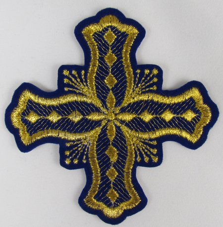 Крест 3 БОЧКА, синий с золотом,8-9 см