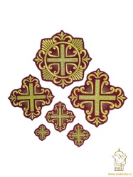 Набор крестов ПОКРОВСКИЙ W 108, иерейский, бордо с золотом, 14 шт,