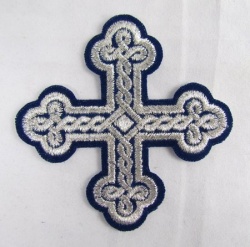 Крест 3 ОКРУГЛАЯ ПЛЕТЕНКА, синий с серебром,8-9 см Крест 3 ОКРУГЛАЯ ПЛЕТЕНКА, синий с серебром,8-9 см