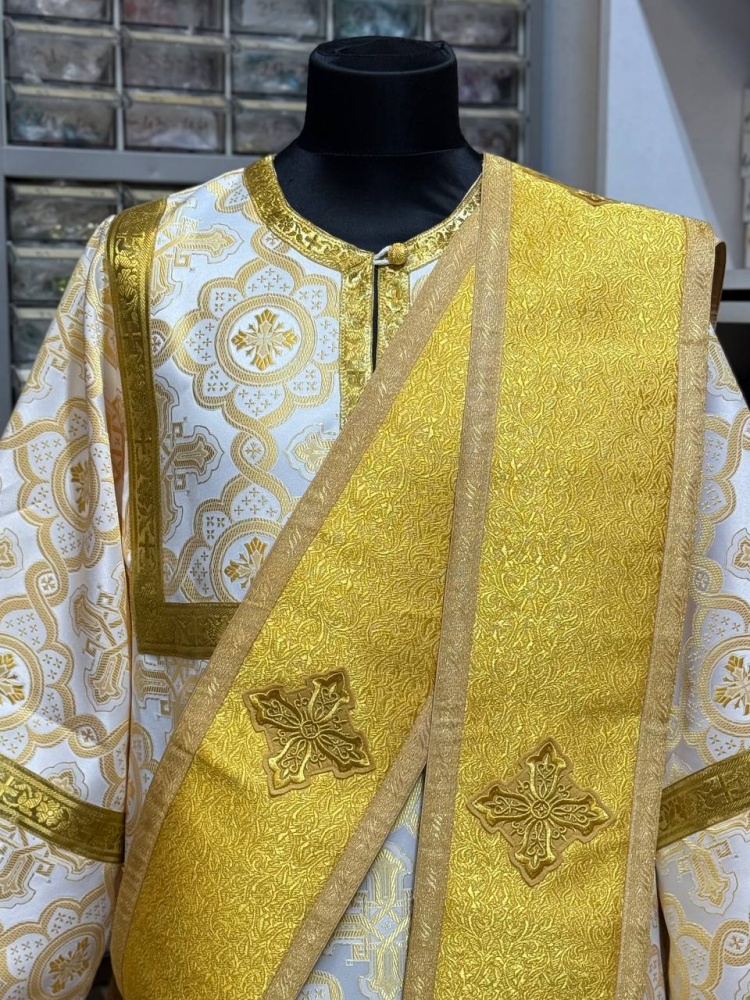 Орарь двойной желтый, парча, без поручей