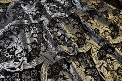 Шелк КОРОНА (ИЕРУСАЛИМ), черная с серебром, шир. 160 см