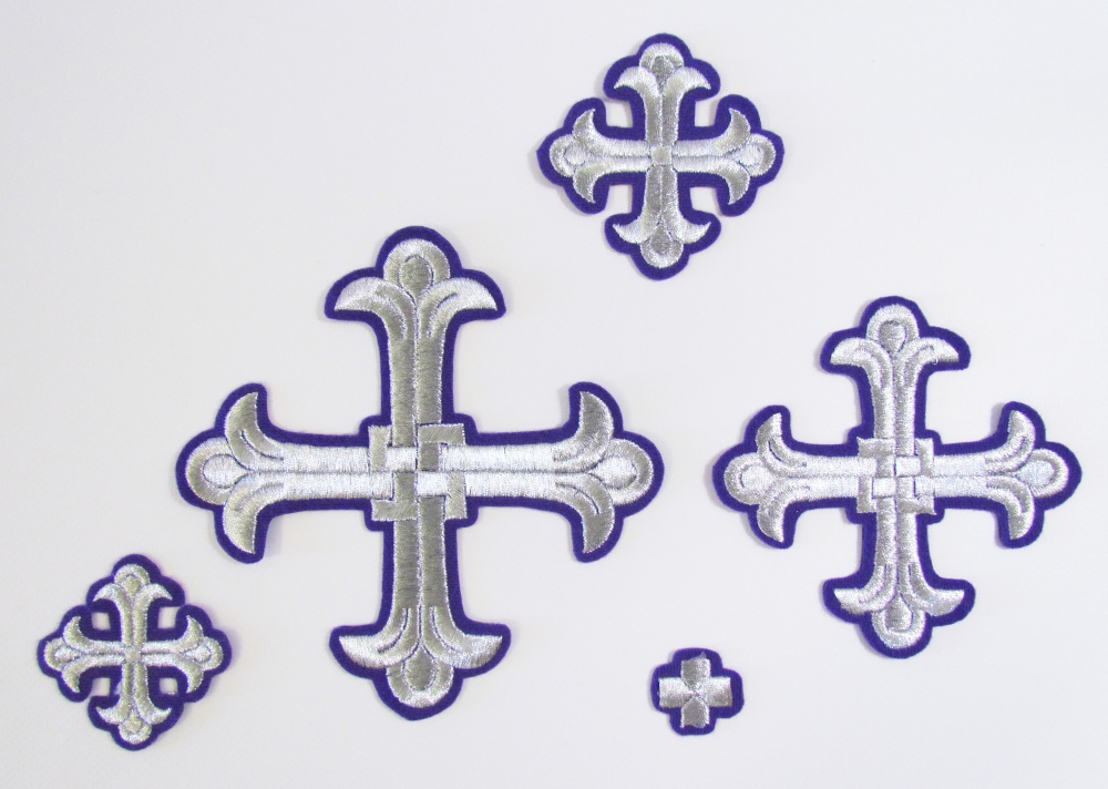 Набор крестов, иерейский, ЛУКОШКО, фиолетовый с серебром, 14 шт