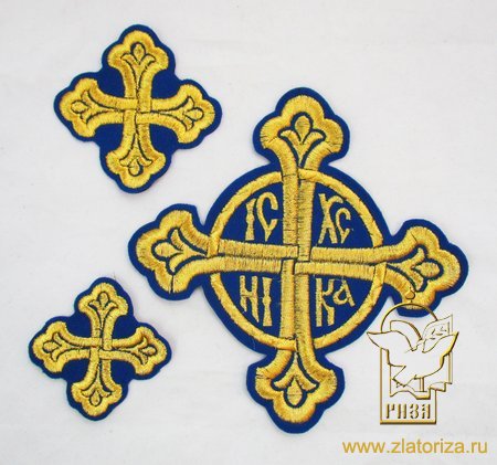 Набор крестов, дьяконский, НИКА, синий с золотом, 10 шт