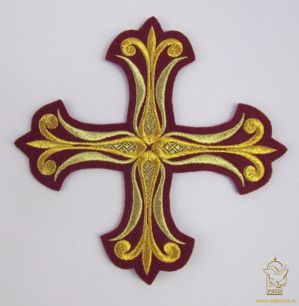 Крест 1 СОФИЯ бордо с золотом, 14,5 -16 см