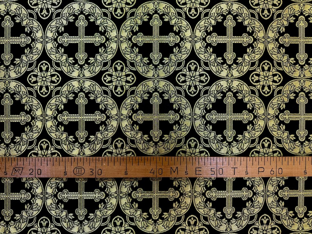 Шелк МИЛЕНА, черный с золотом, шир. 150 см