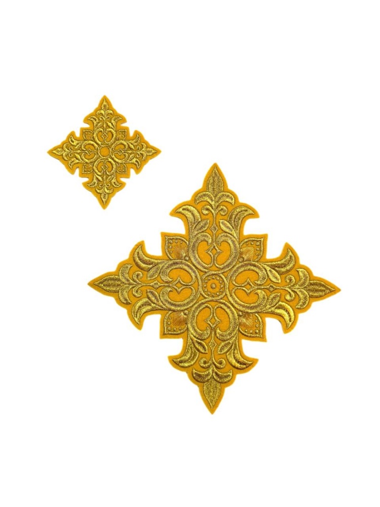 Крест 2 ПОЧАЕВ, желтый с золотом, 10-12 см