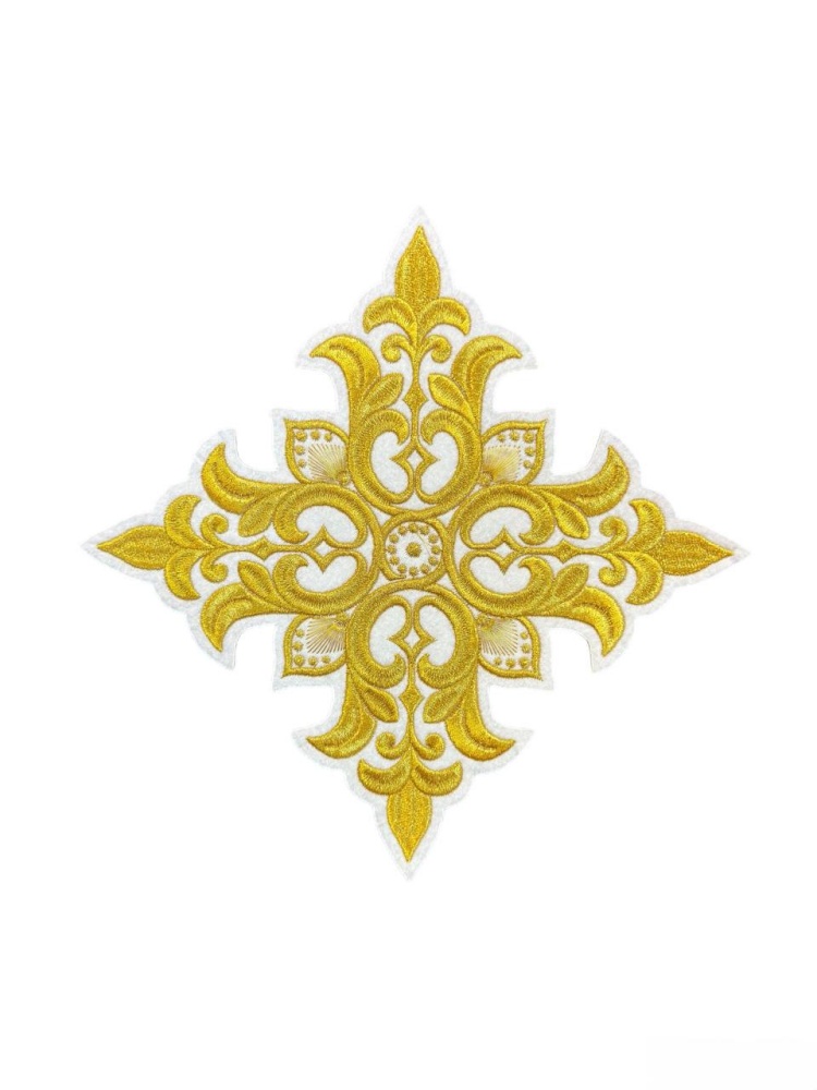 Крест Престол/Жертвенник ПОЧАЕВ, белый с золотом, 23 см