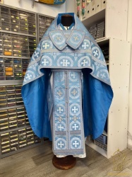 Облачение иерейское, шелк, голубое с серебром. Облачение иерейское, шелк, голубое с серебром.